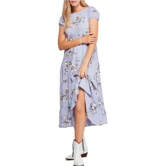 NWT Free People Periwinkle Rita Tiered Midi Dress - Picture 4 of 8